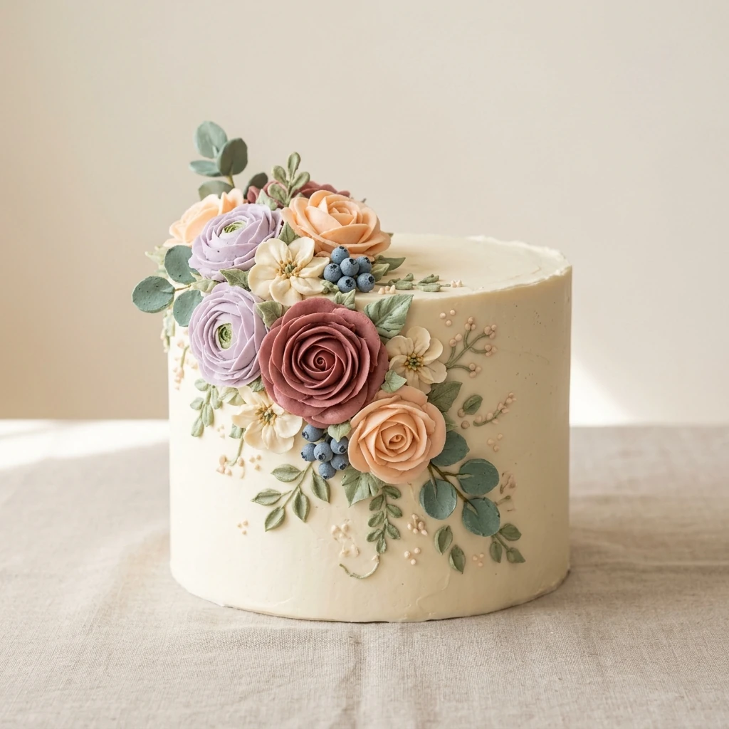Elegant Floral Buttercream Cake in Islamabad