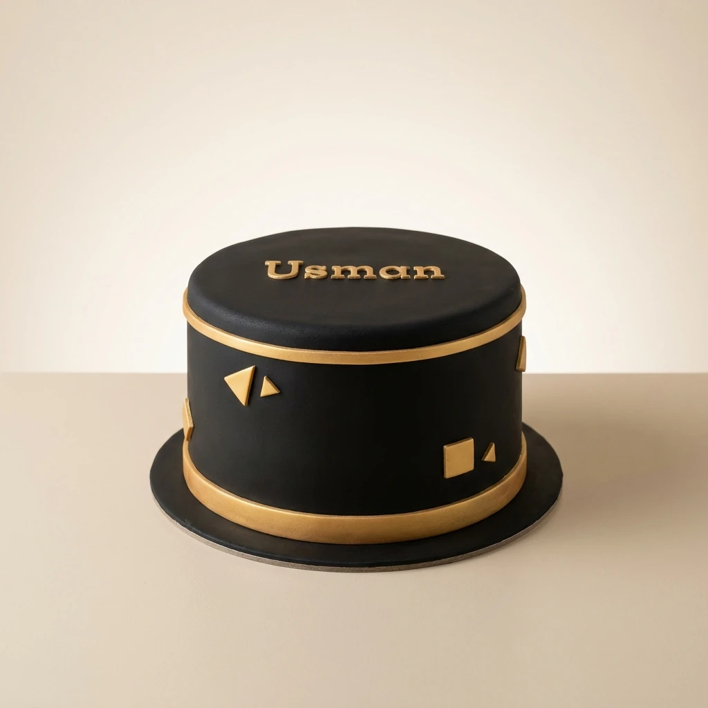 Black & Gold Fondant Cake in Islamabad